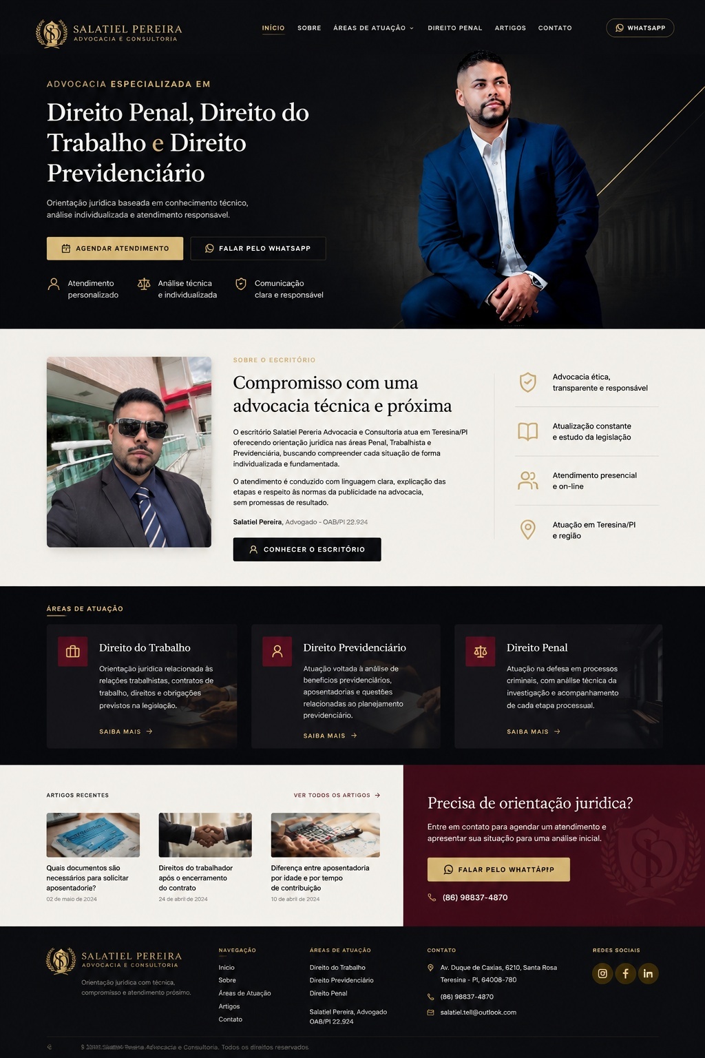 Projeto Salatiel Pereira Advocacia, Site institucional • Advocacia — imagem 2